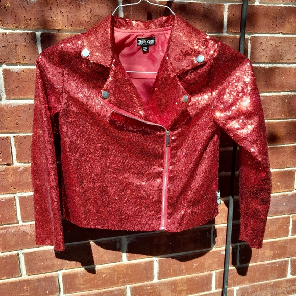 Red Sequin Crop Jacket - Picture 1 of 3